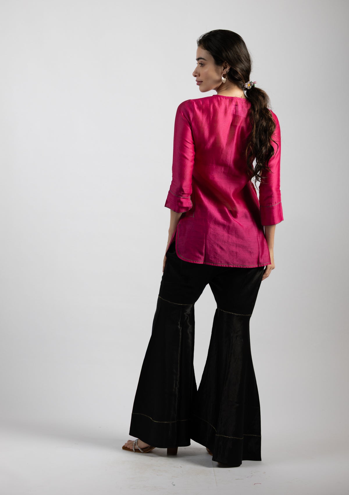 Raw Pink Chanderi Kurta - Size Medium