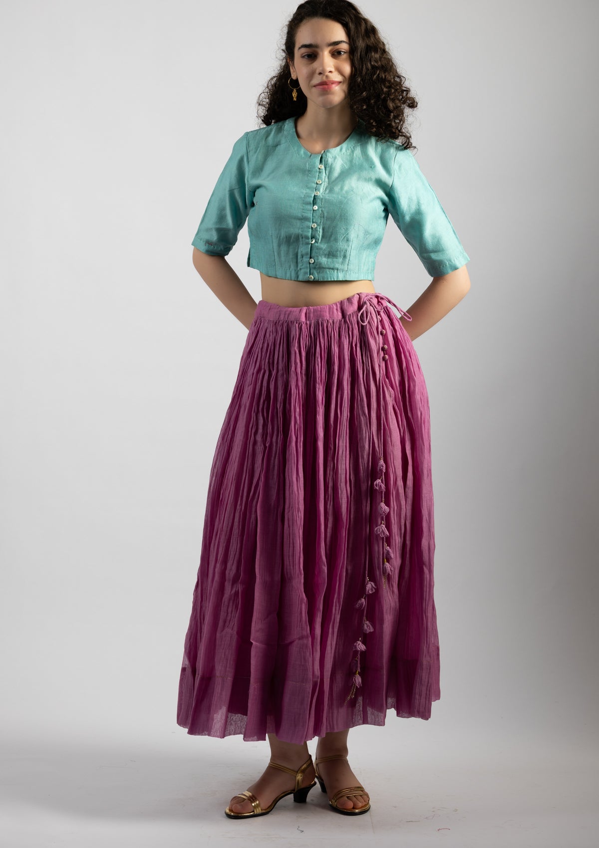 Deep Sea Chanderi Top - Size Medium