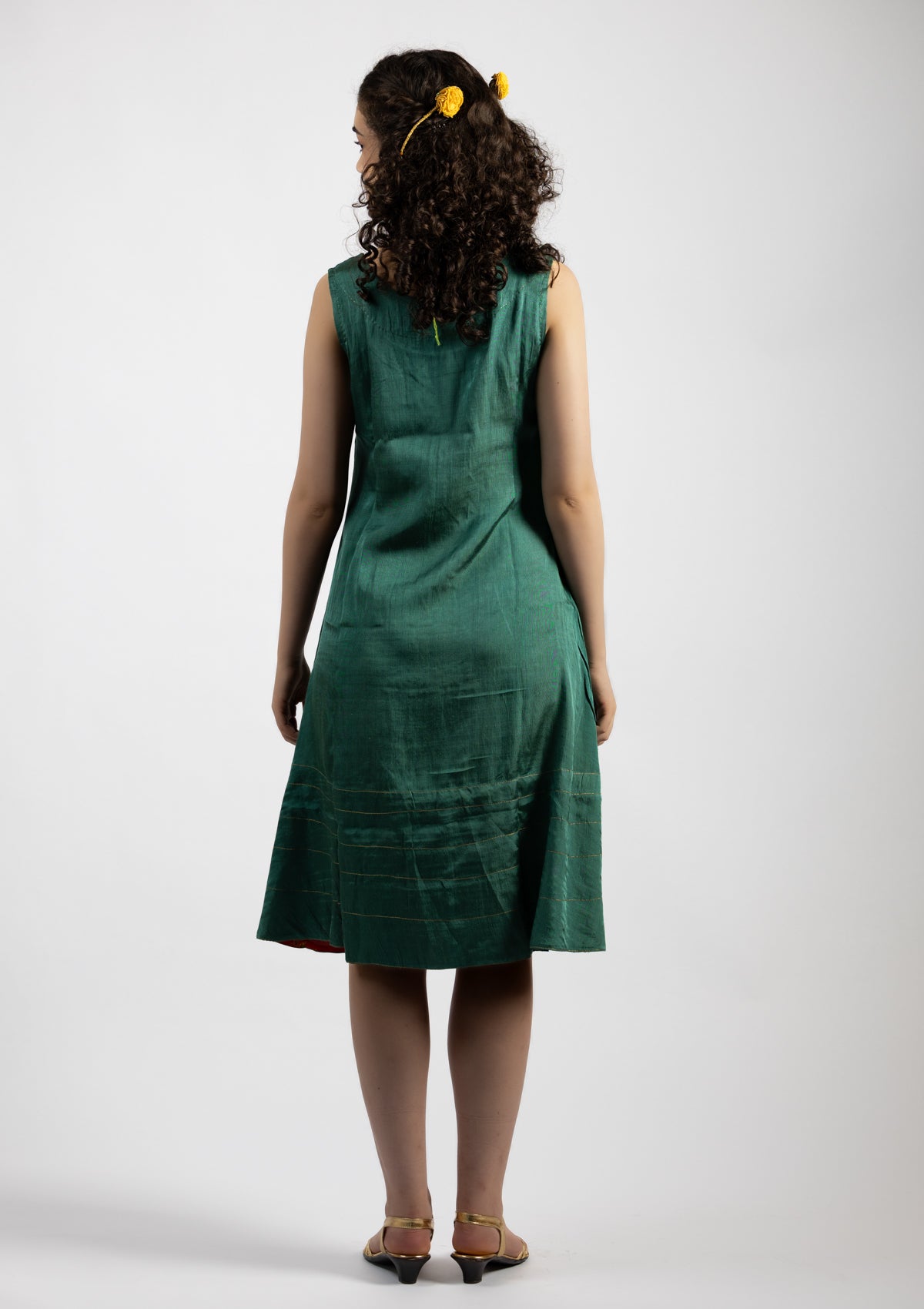 Forest Green  Chanderi Dress - Size Medium to Large