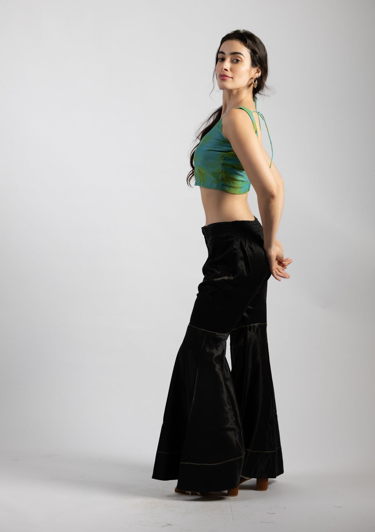 Teal Forest Chanderi Blouse - Size Small