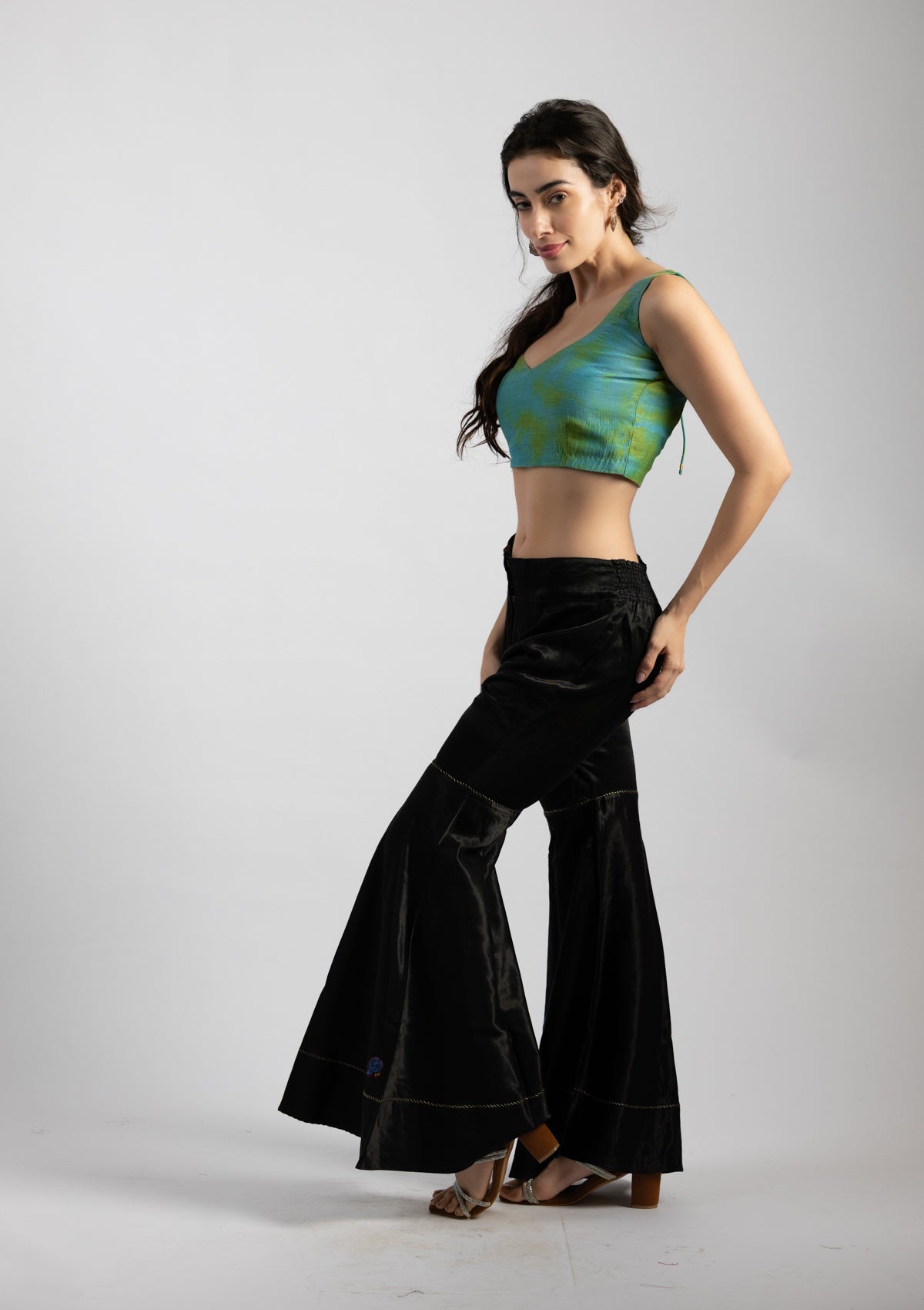 Teal Forest Chanderi Blouse - Size Small