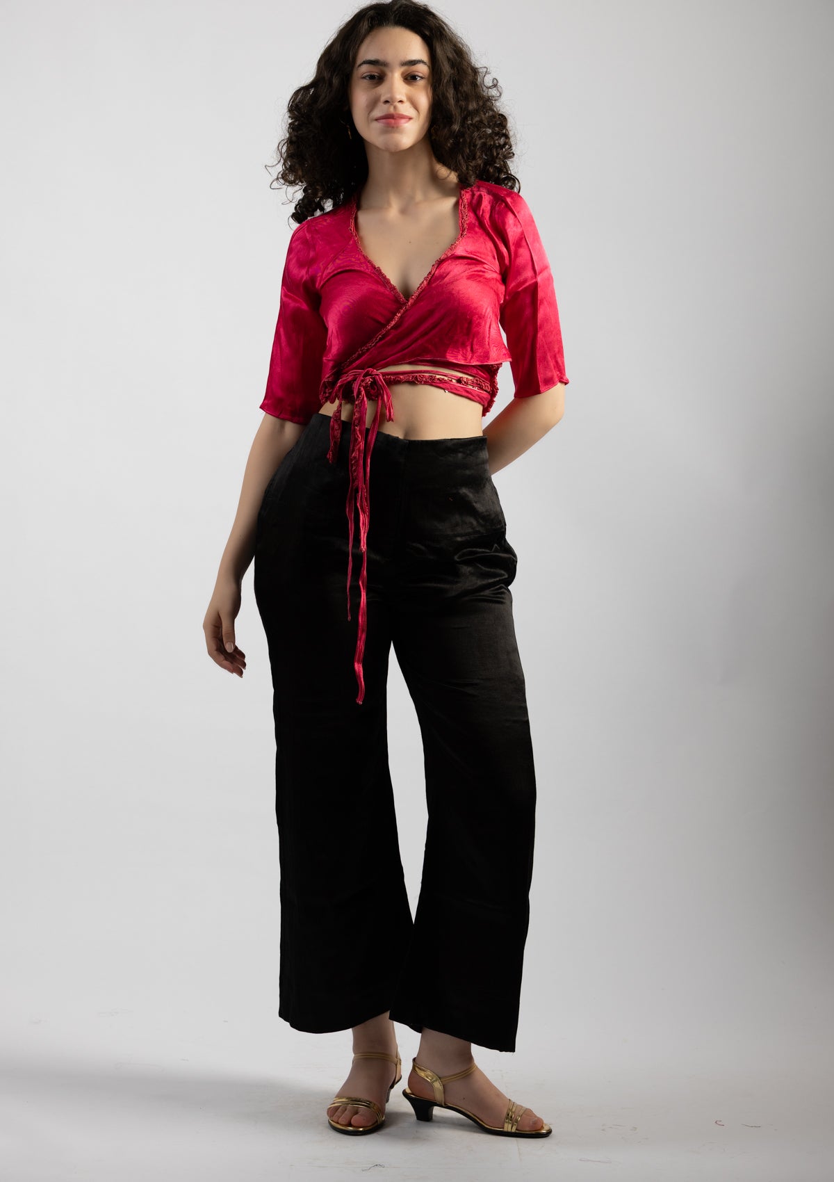 Fushia Pink Mashru Top - Size Small