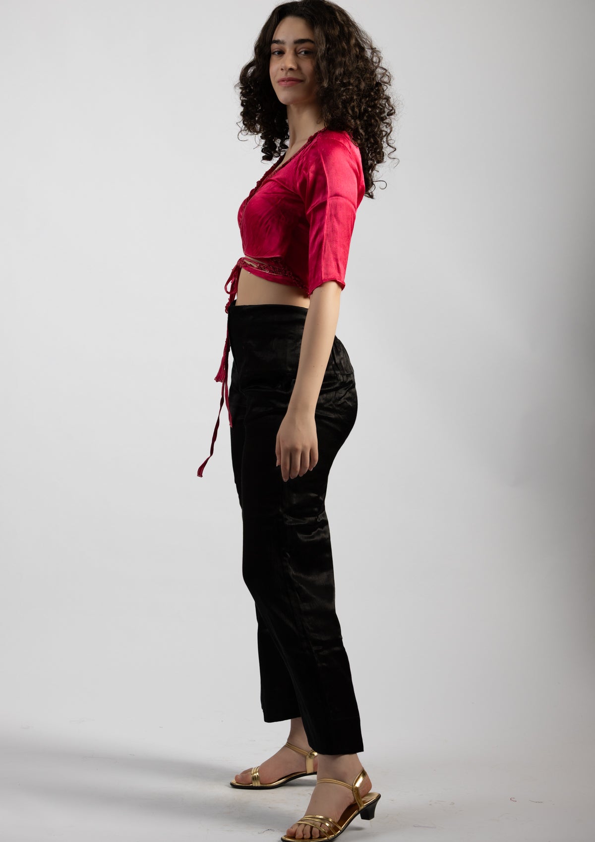 Fushia Pink Mashru Top - Size Small