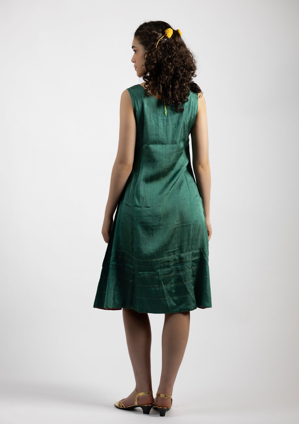 Forest Green  Chanderi Dress - Size Medium to Large