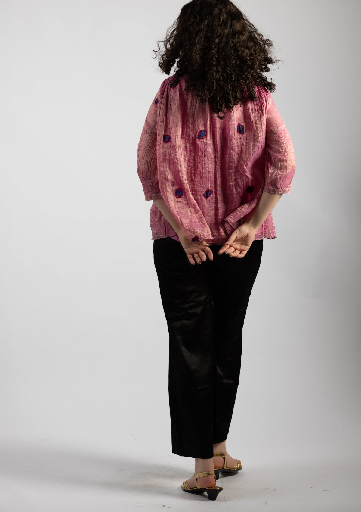 Dusky Pink Chanderi Tissue Top - Size Small