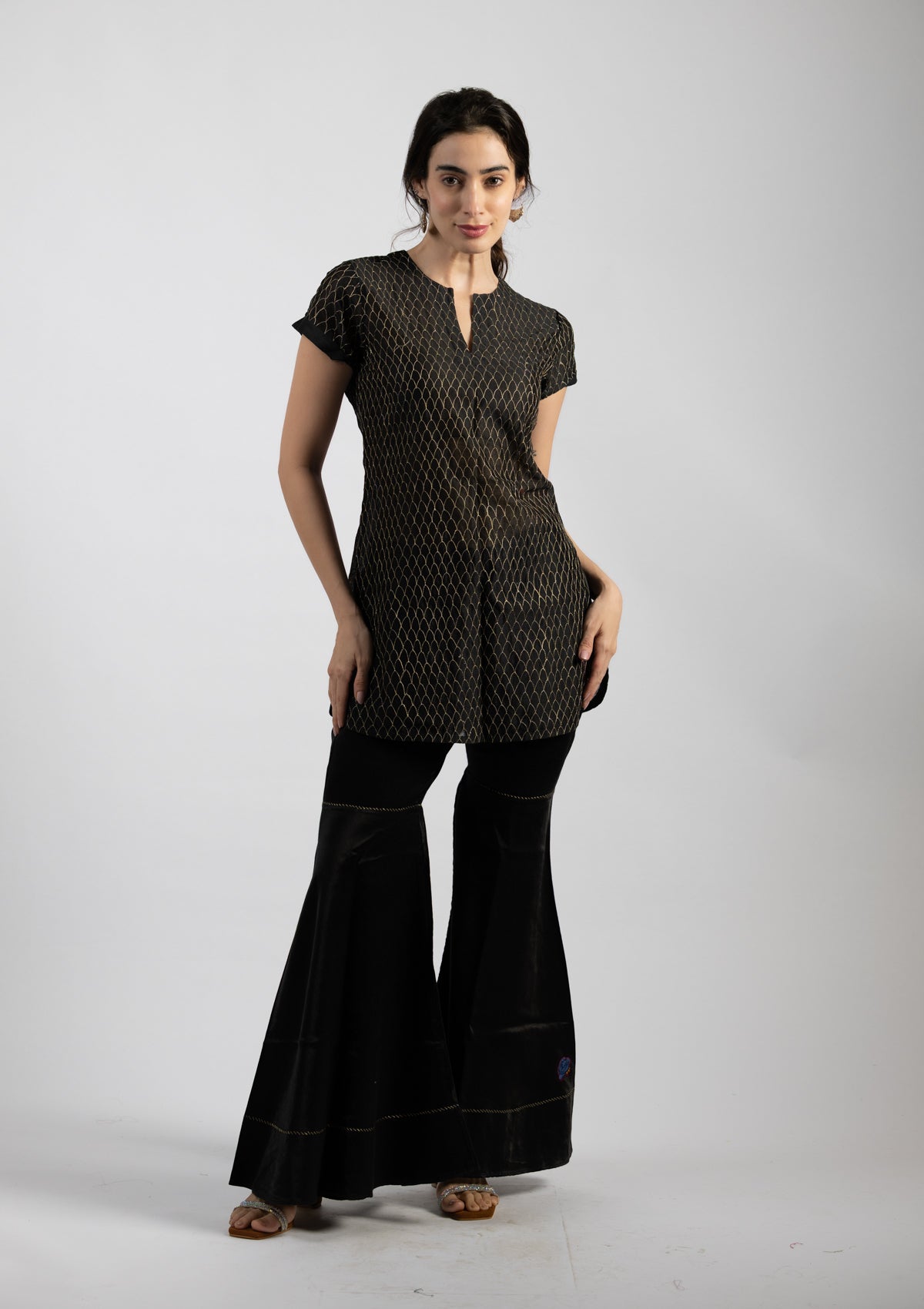 Moonlight Embroidered Chanderi Top - Size Small