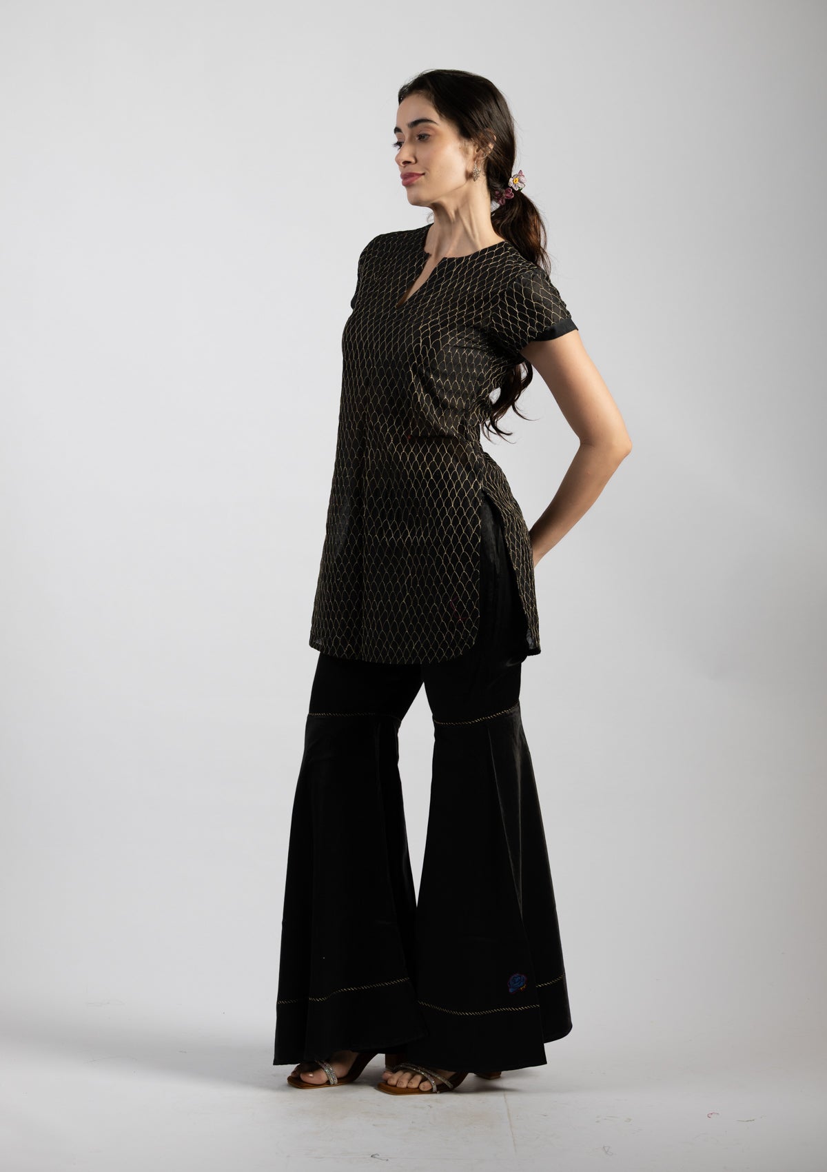 Moonlight Embroidered Chanderi Top - Size Small