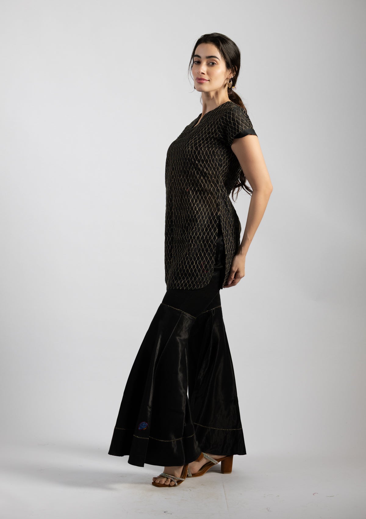 Moonlight Embroidered Chanderi Top - Size Small