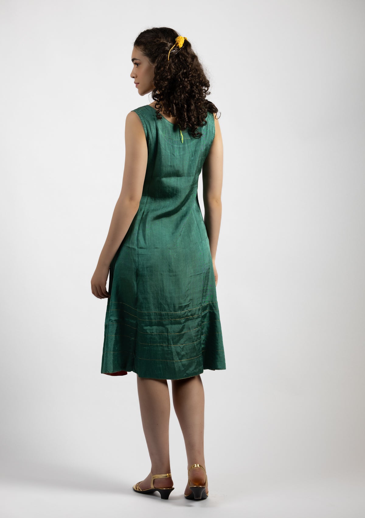 Forest Green  Chanderi Dress - Size Medium to Large