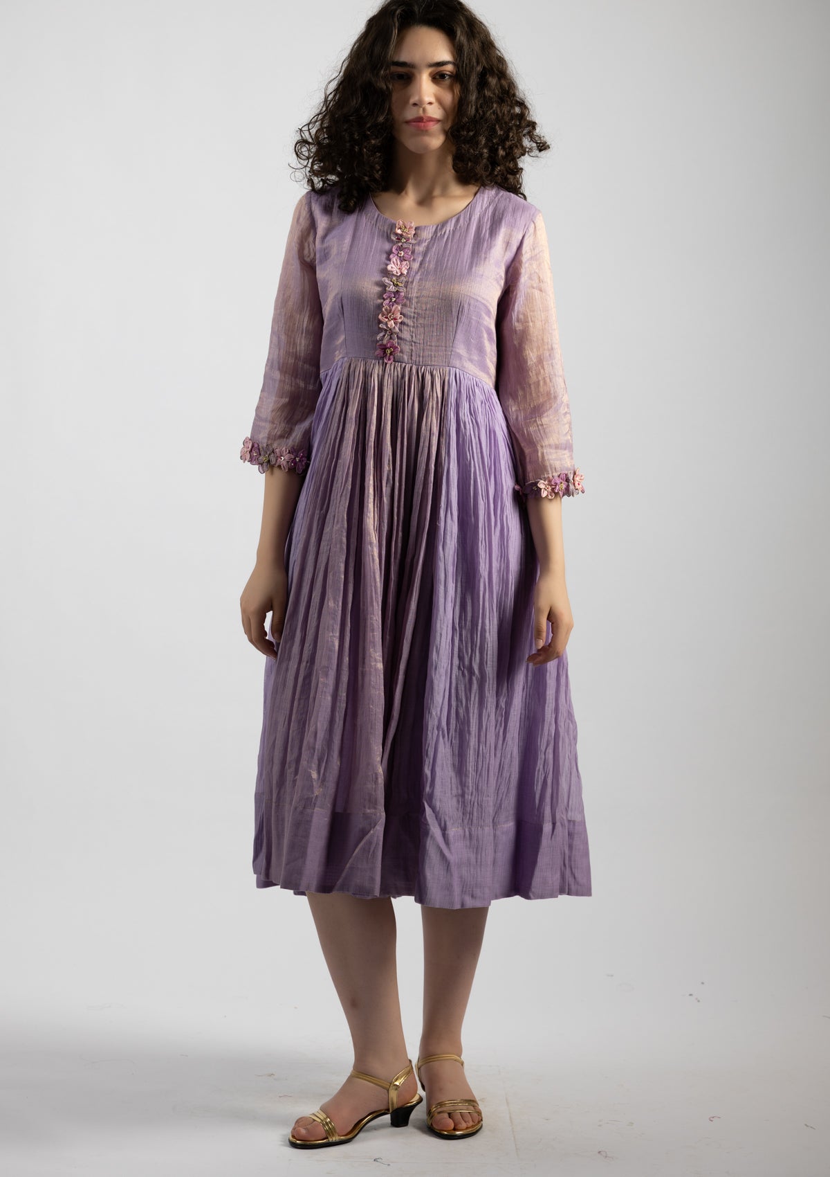 Mystic Lilac Tissue Chanderi Dress - Size Large