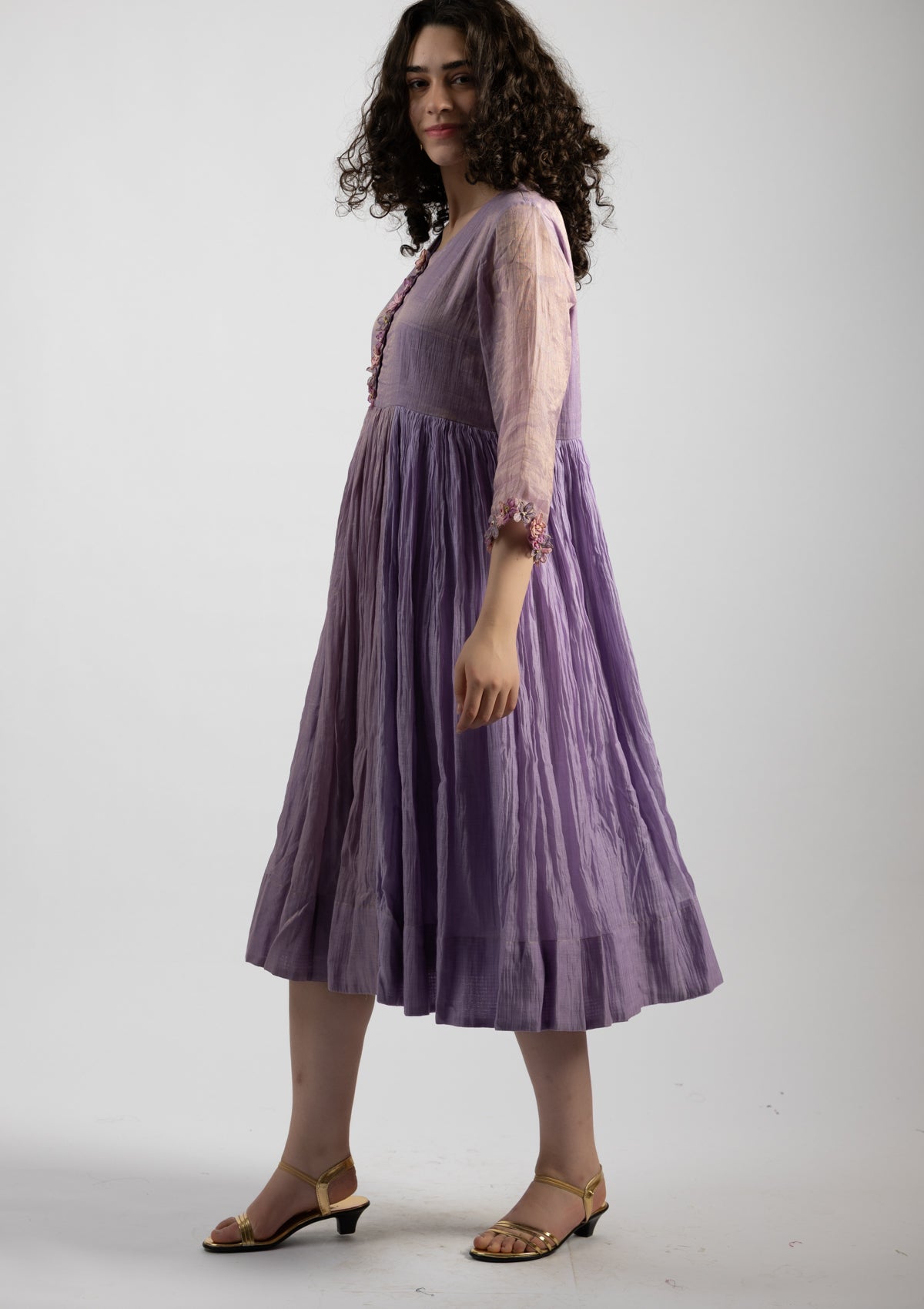 Mystic Lilac Tissue Chanderi Dress - Size Large