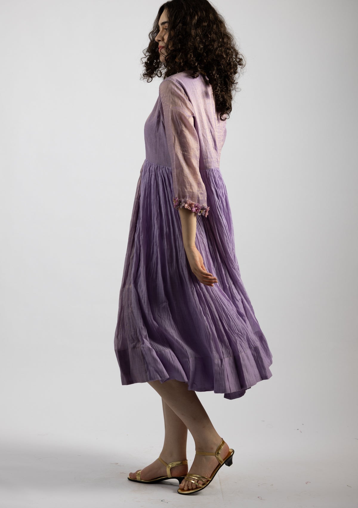 Mystic Lilac Tissue Chanderi Dress - Size Large