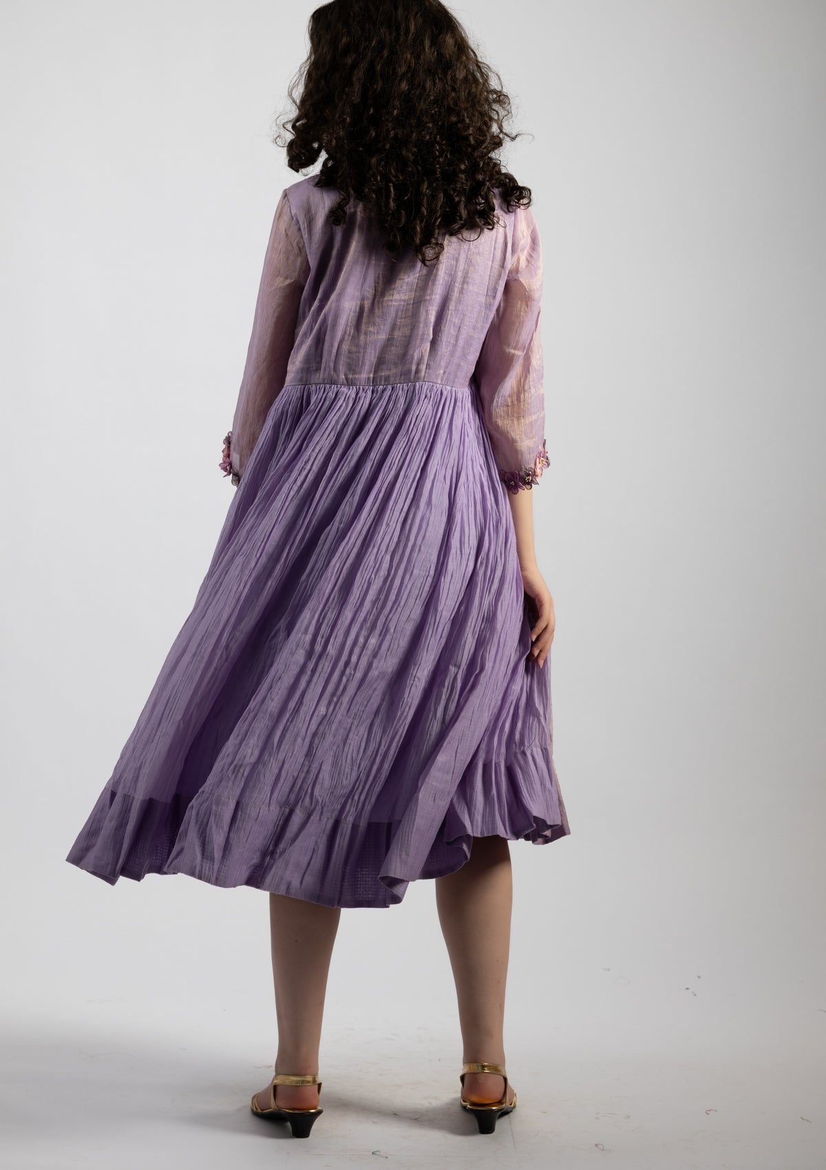 Mystic Lilac Tissue Chanderi Dress - Size Large