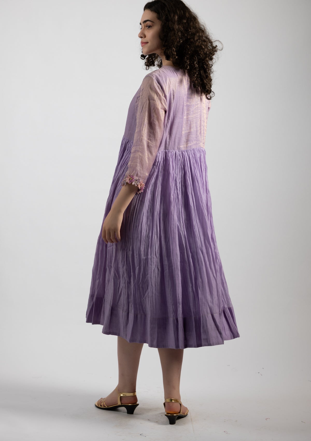 Mystic Lilac Tissue Chanderi Dress - Size Large