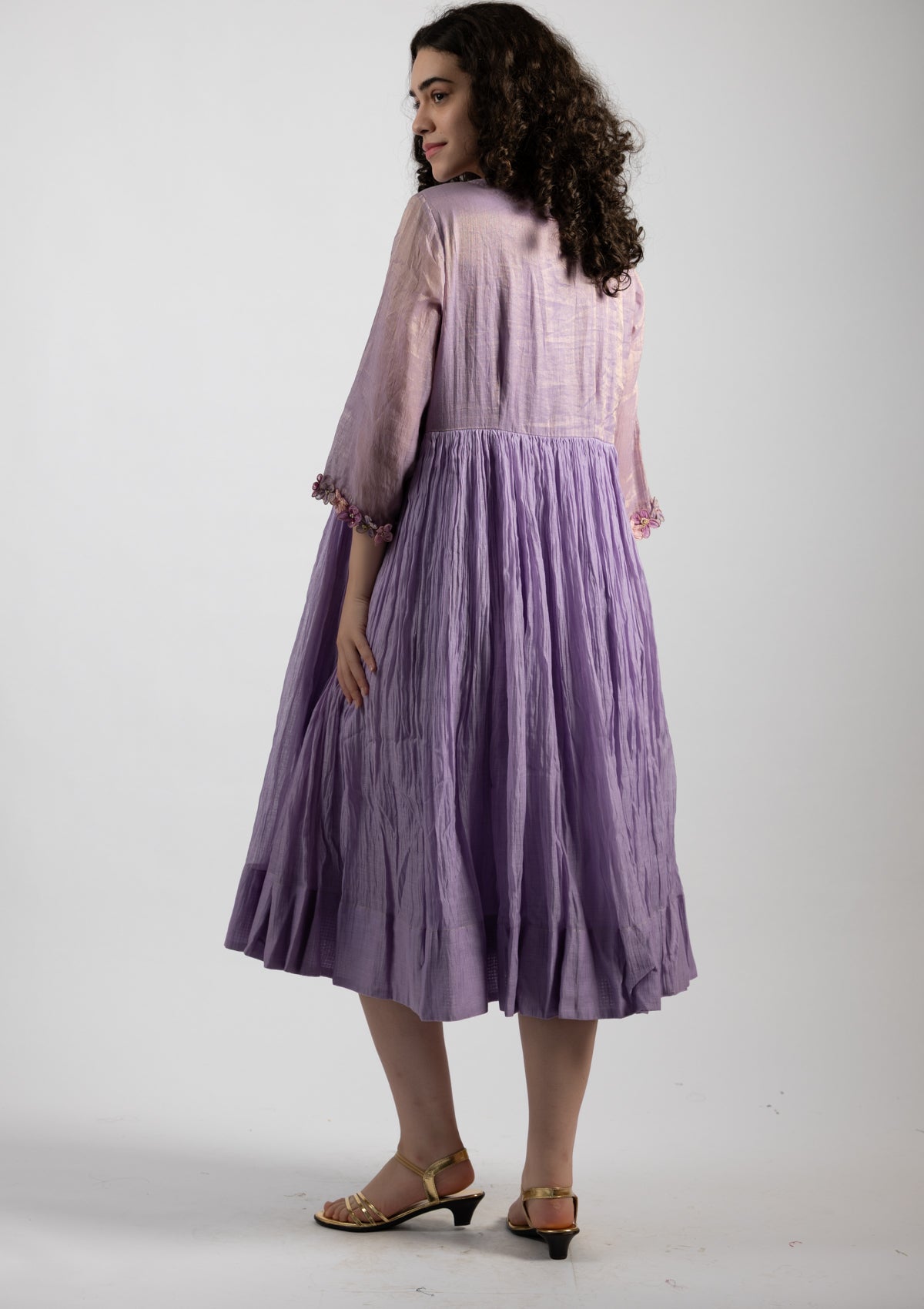 Mystic Lilac Tissue Chanderi Dress - Size Large