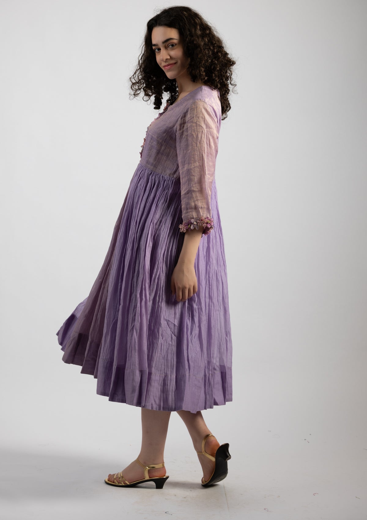 Mystic Lilac Tissue Chanderi Dress - Size Large