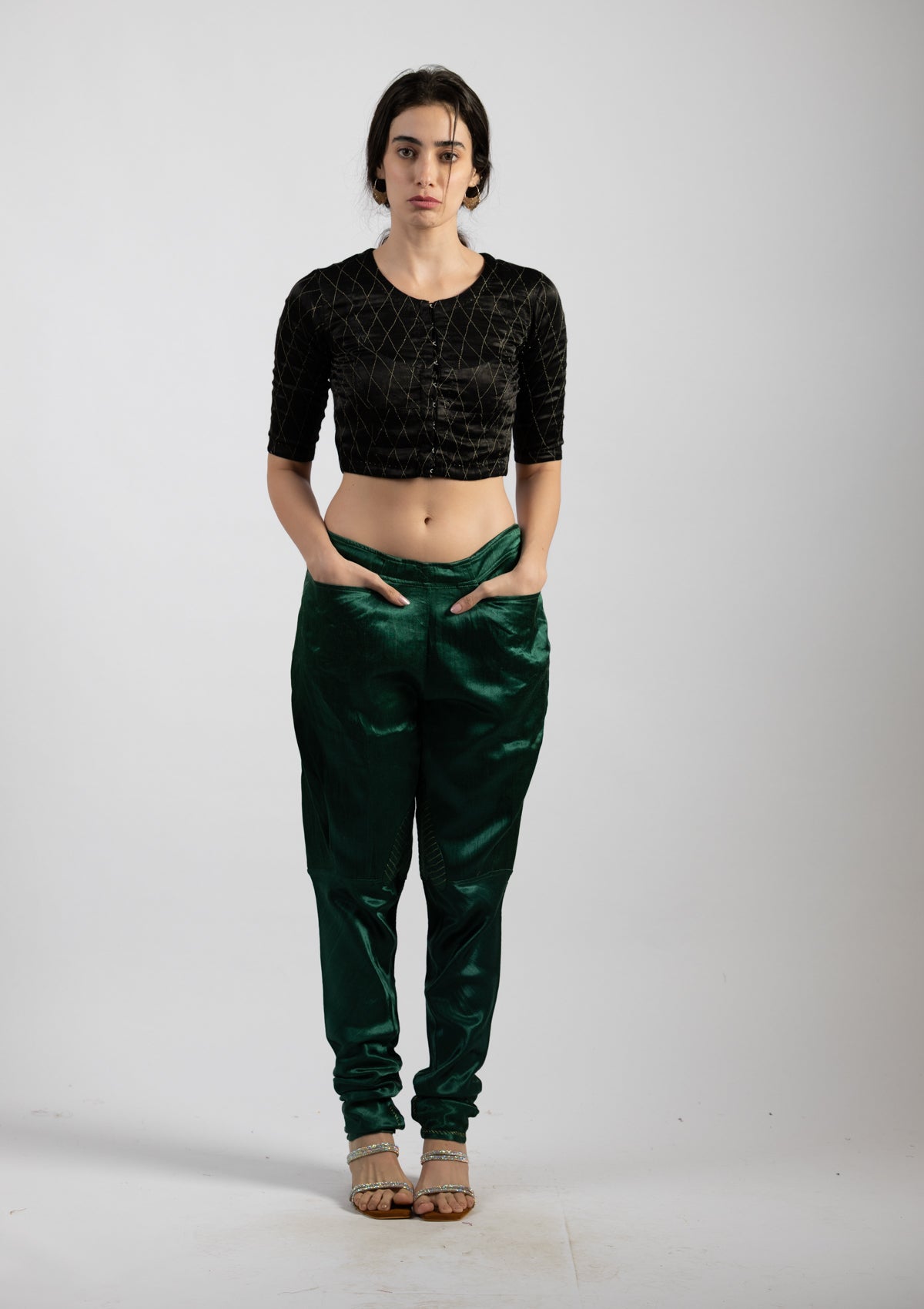 Moss Glow Mashru Trousers - Size Small