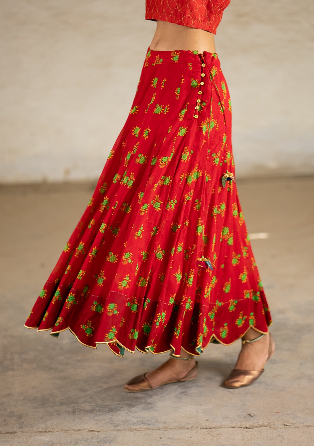 Seirein Red Ghagra Skirt