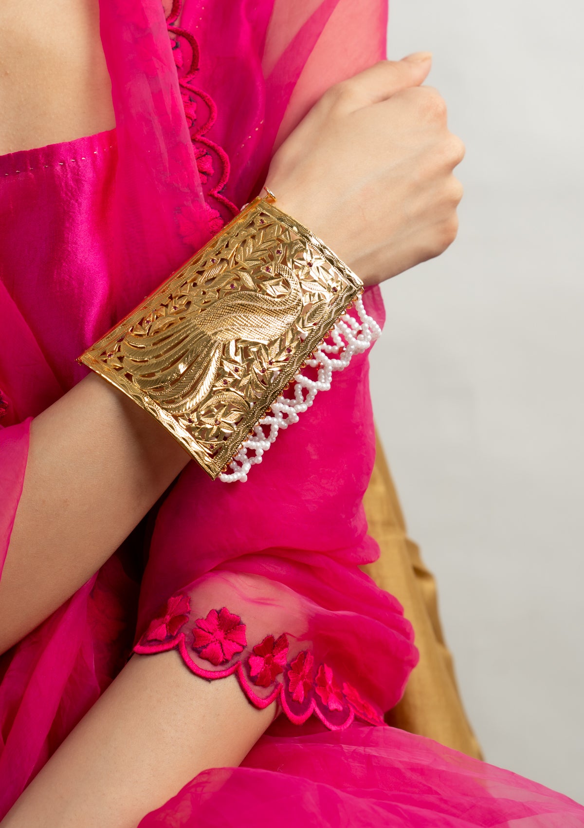 Shabana Gold Tone Silver Bangle