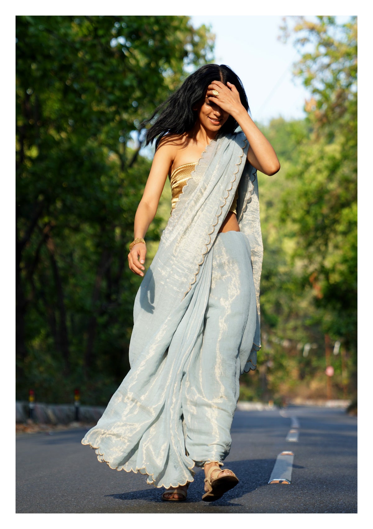 Snowdrop Tissue Chanderi Saree