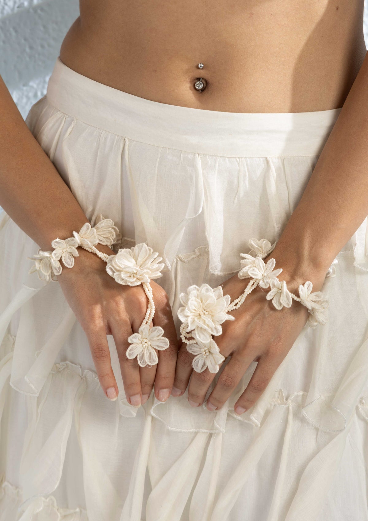 Selene Floral Hathphool Bracelet Ring