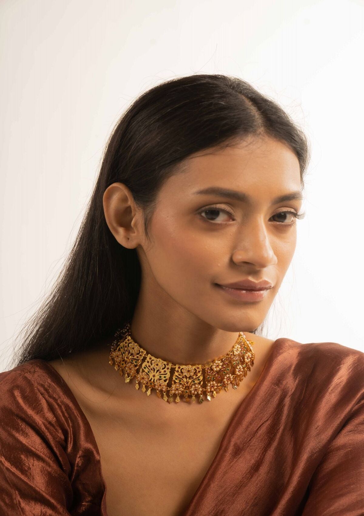 Triveni Gold Tone Silver Necklace