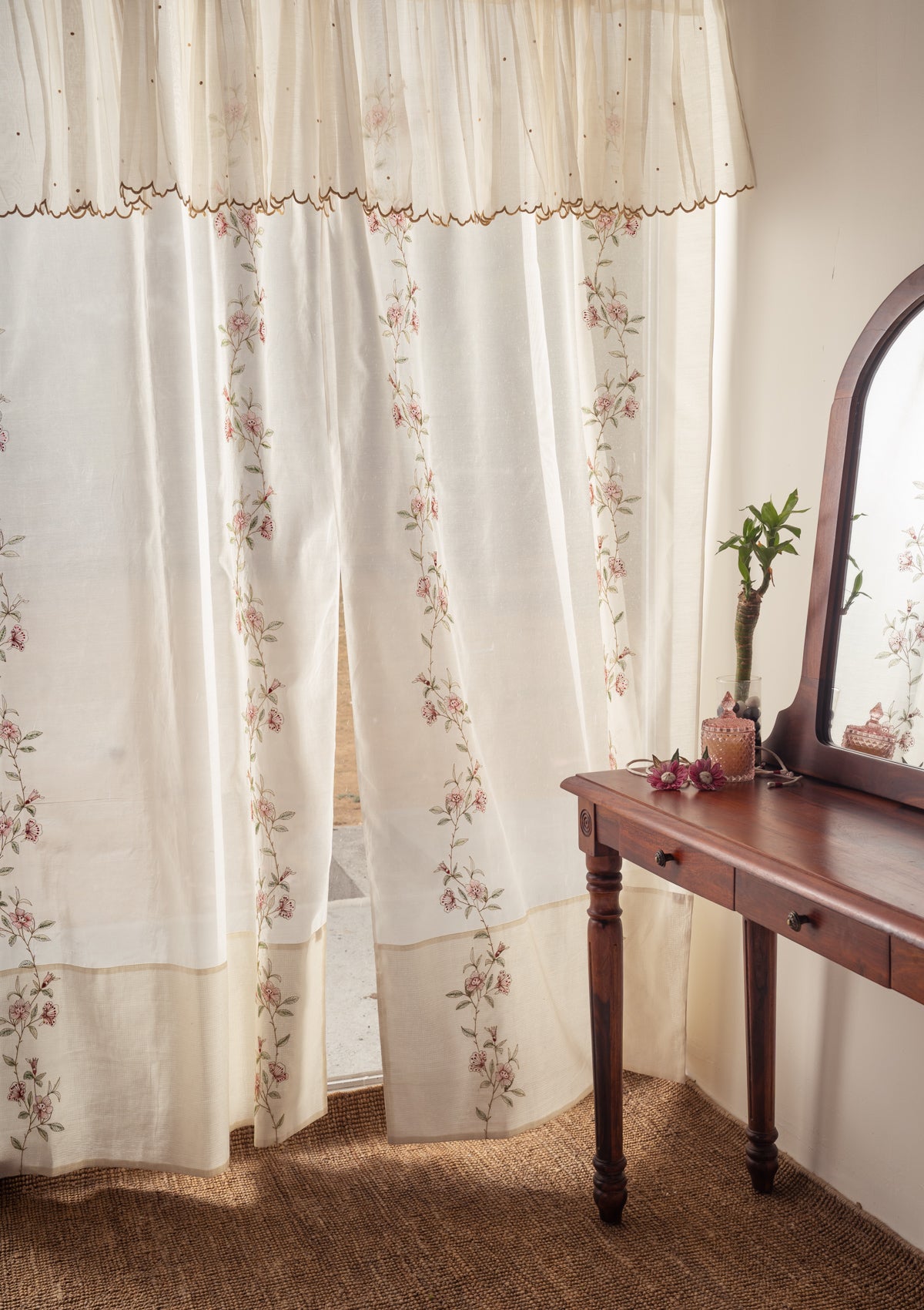 Tzafrir Off-White Chanderi Sheer Curtain