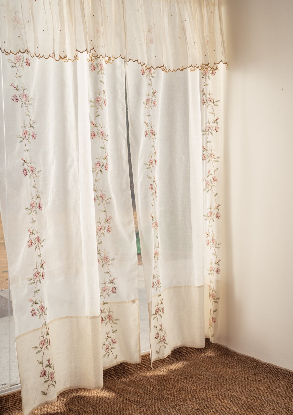 Tzafrir Off-White Chanderi Sheer Curtain