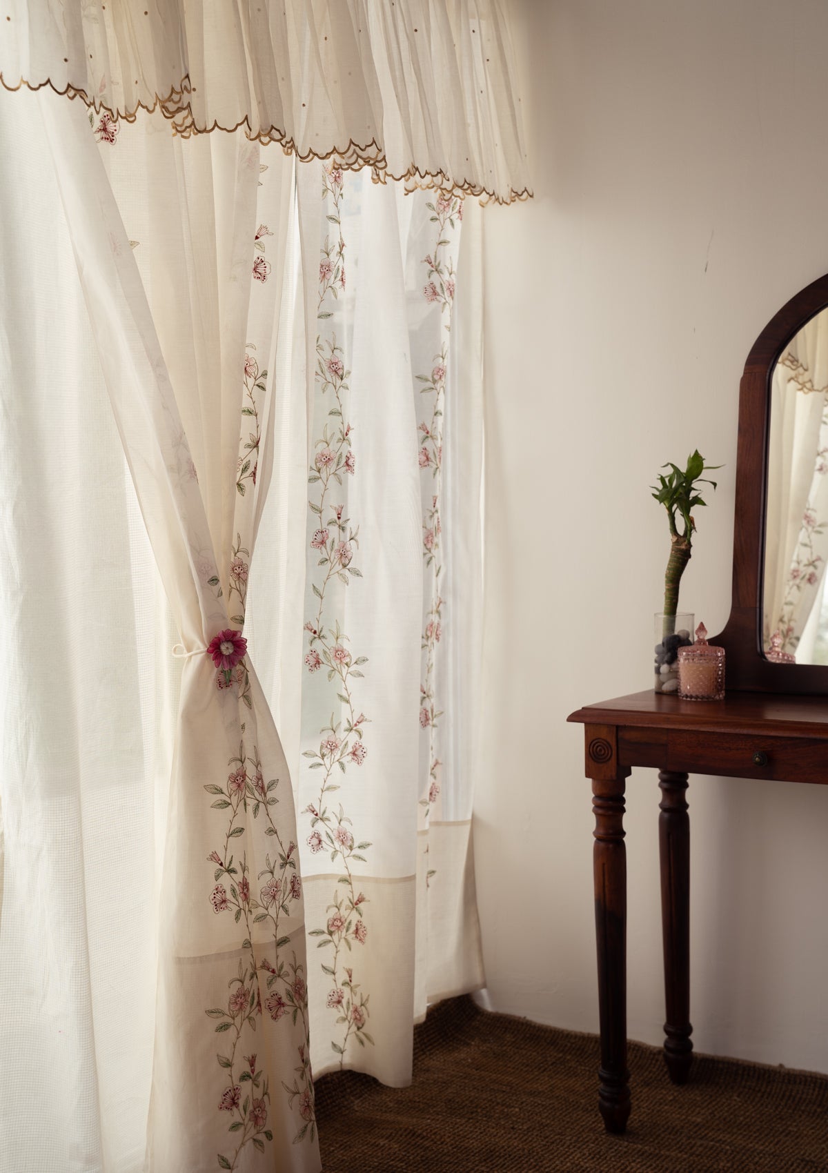 Tzafrir Off-White Chanderi Sheer Curtain