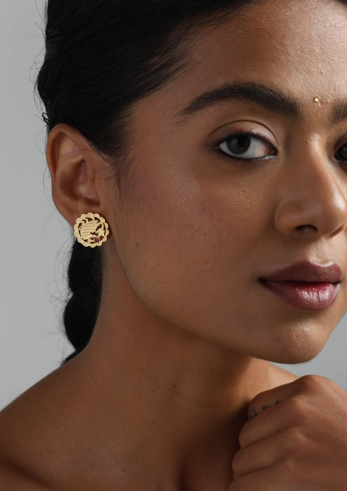 Vani Gold Tone Silver Earrings