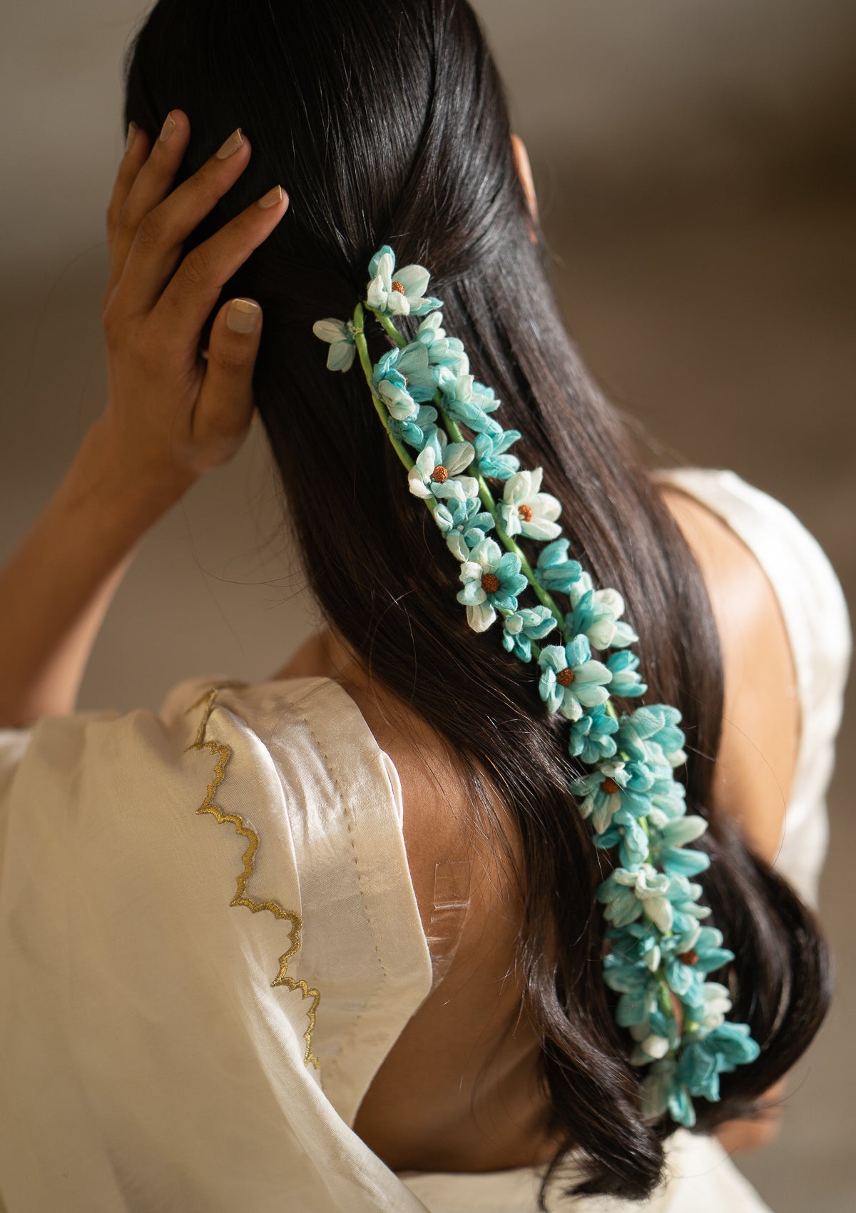 Veena Blue Flower Hair Accessory