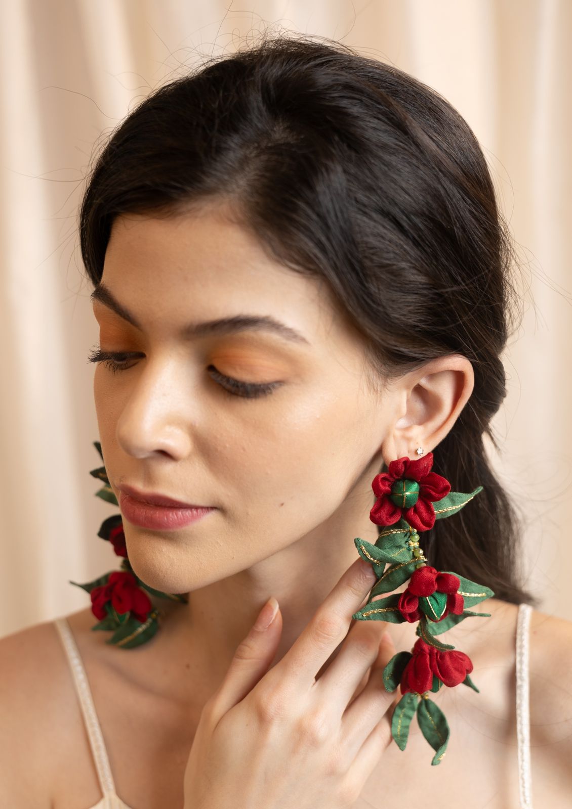 Bel Red Floral Earrings