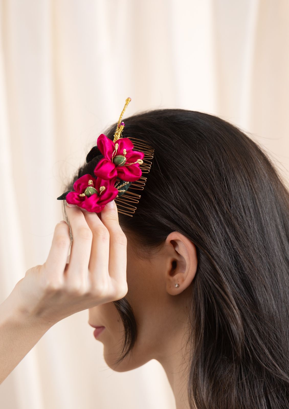 Flamingo Blossom Floral Comb Clip