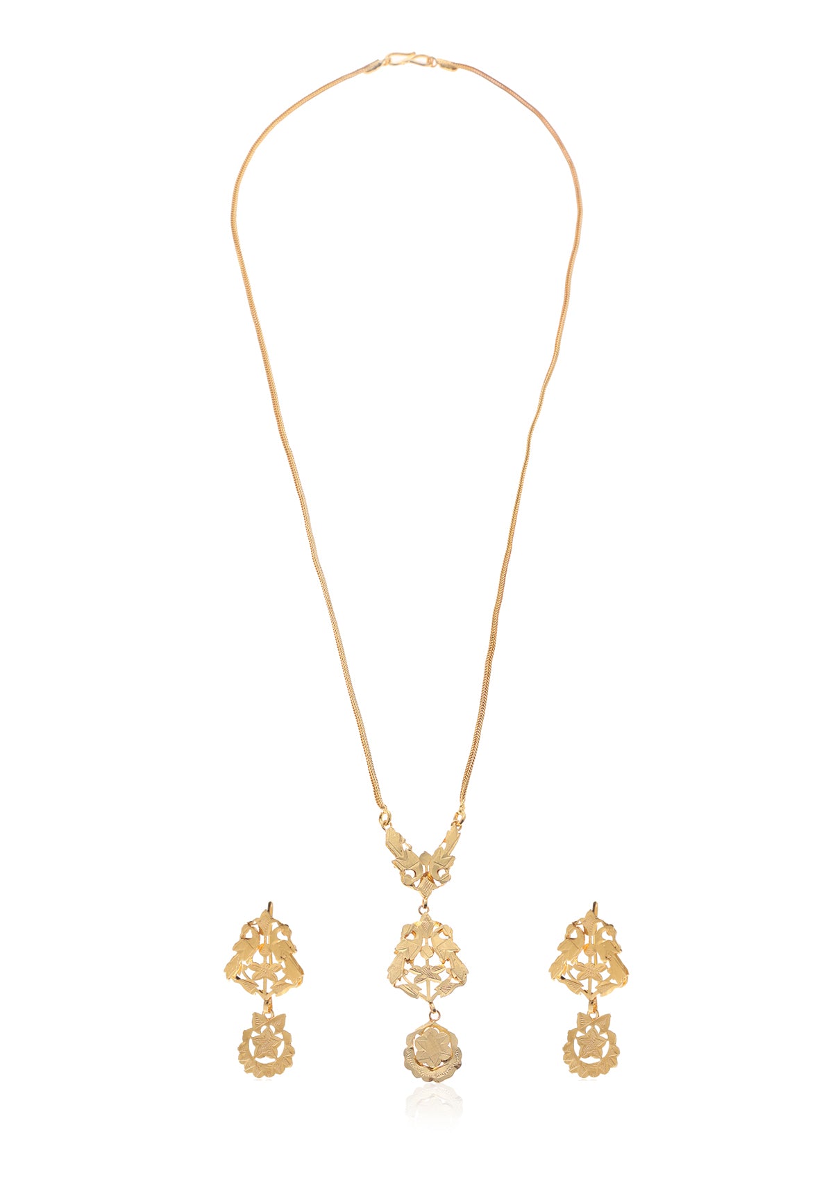 Abhilasha Gold Tone Silver Necklace & Earrings Set