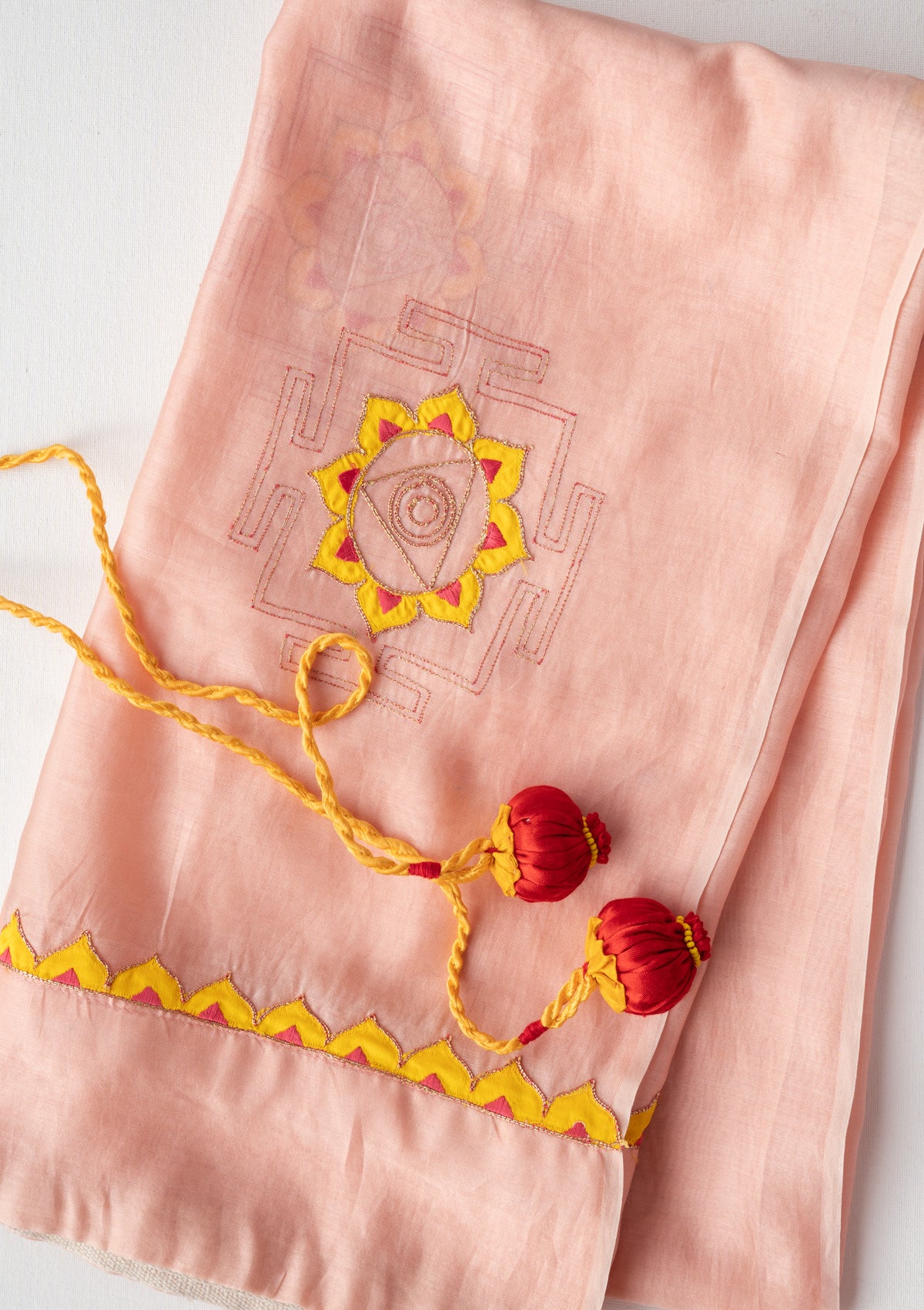 Yantra Peach Chanderi Sheer Curtain