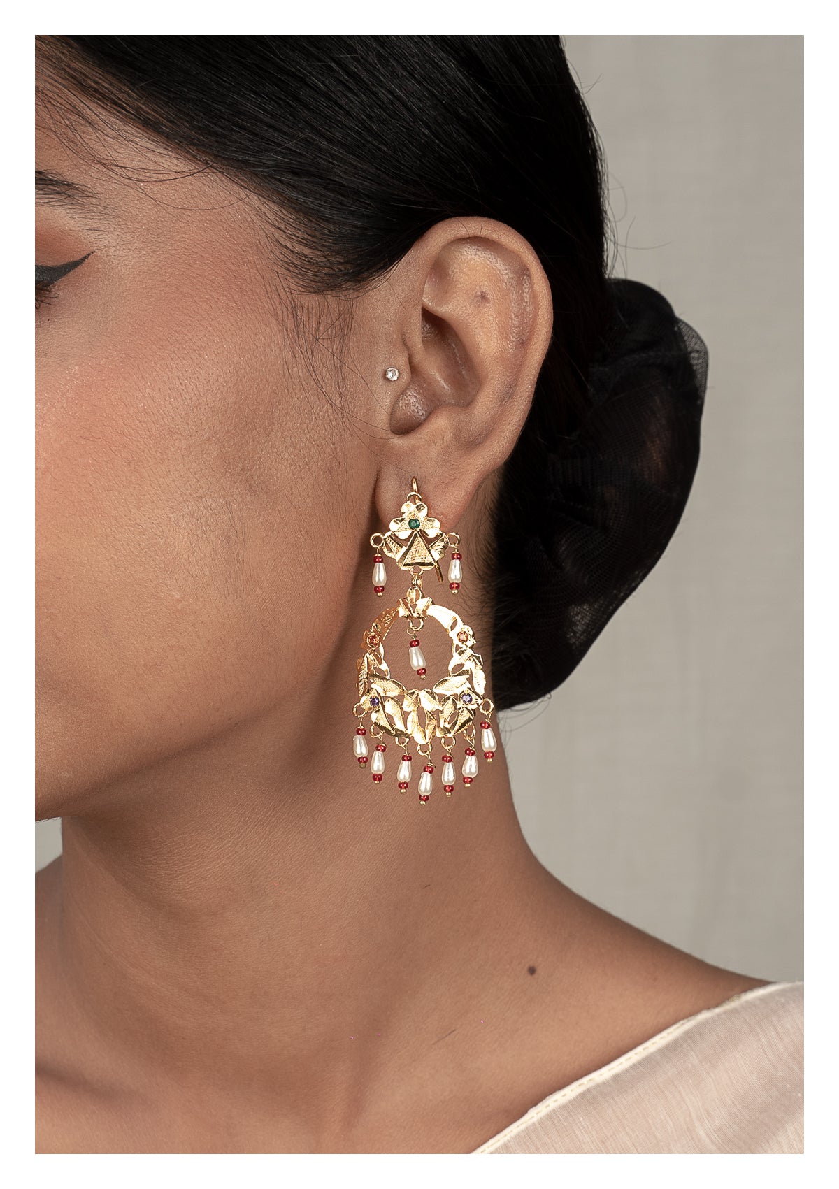 Zahra Gold Tone Silver Earrings