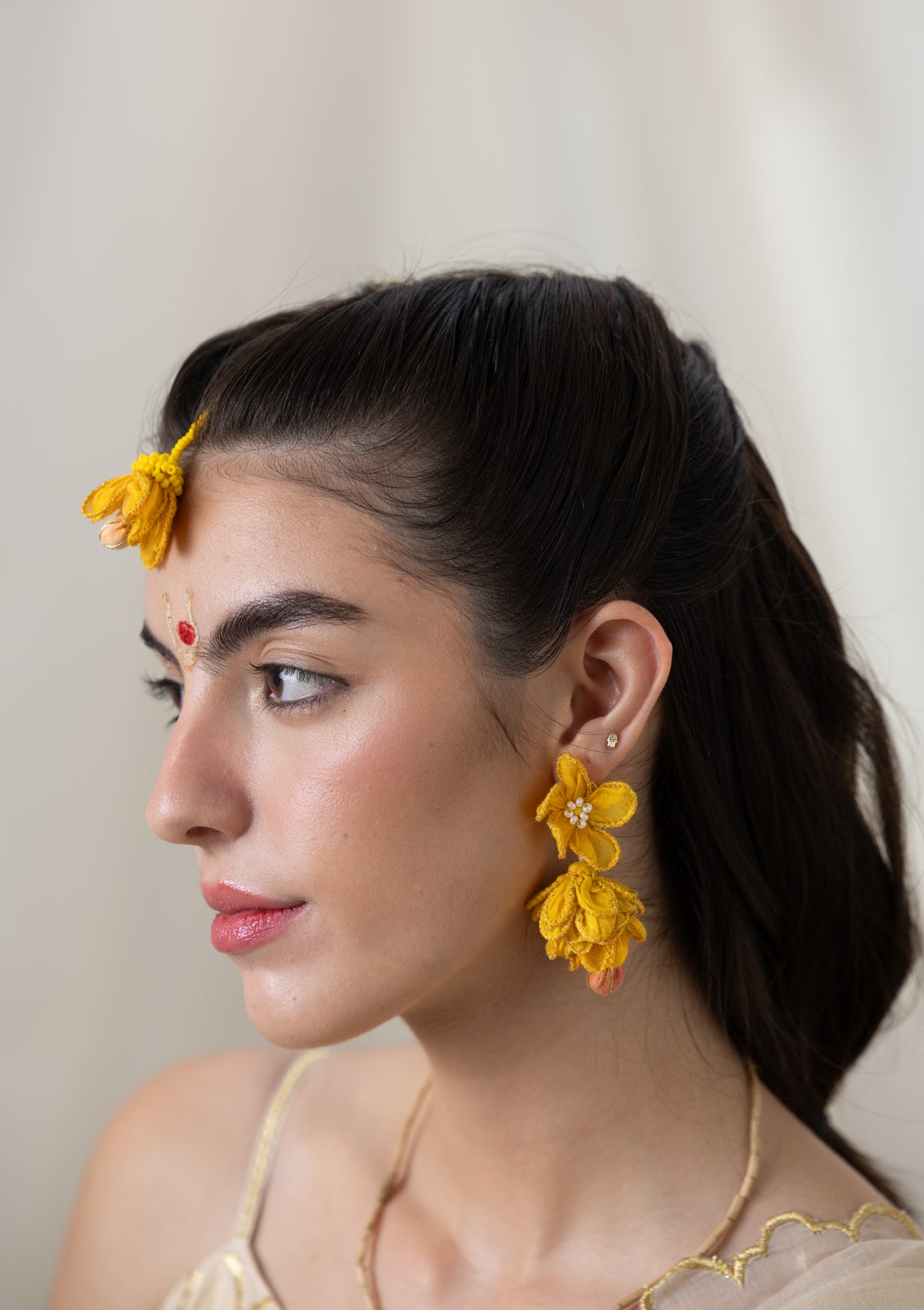 Zahrah Yellow Floral Earrings