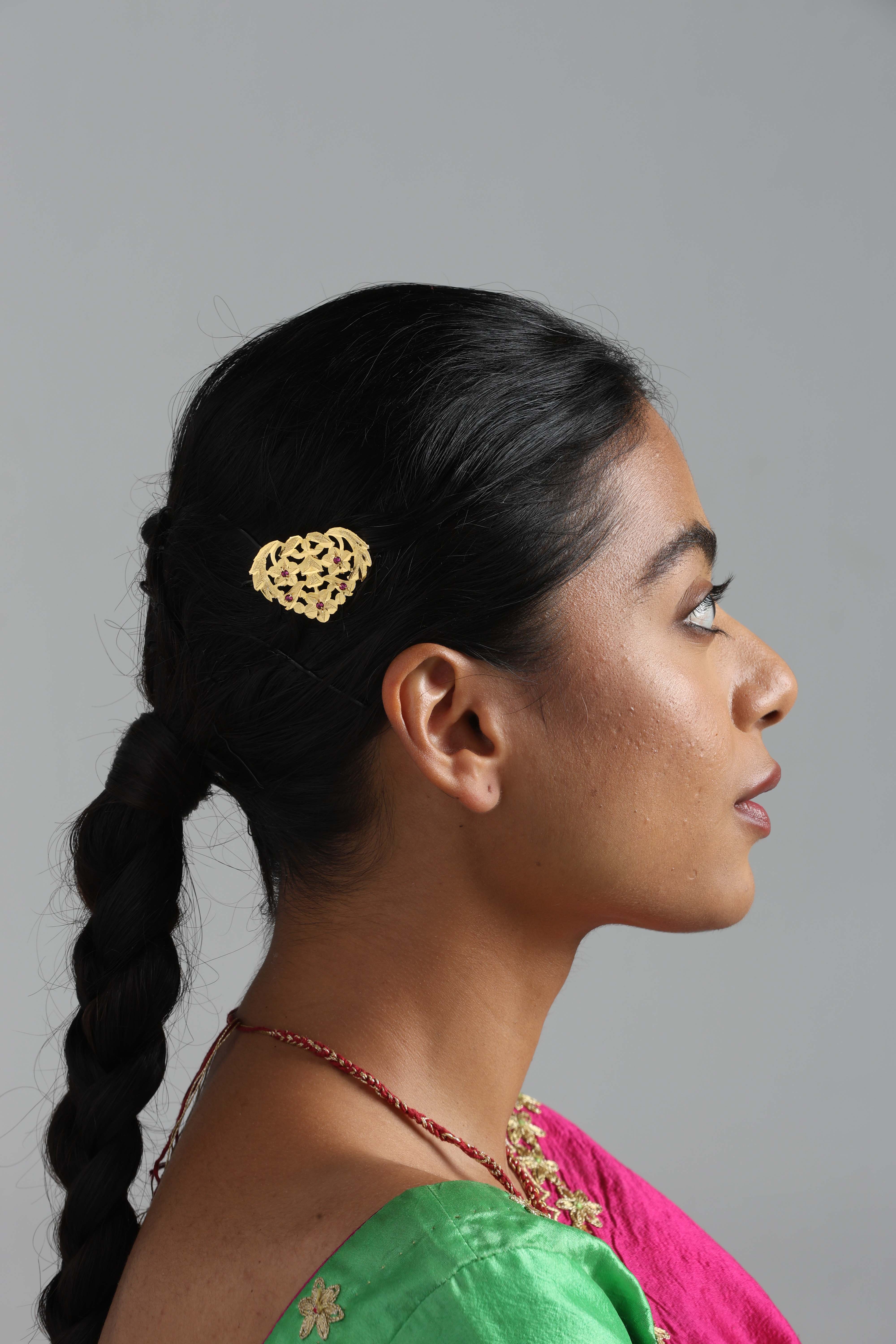 Veda Handmade Gold tone Silver Hairpin