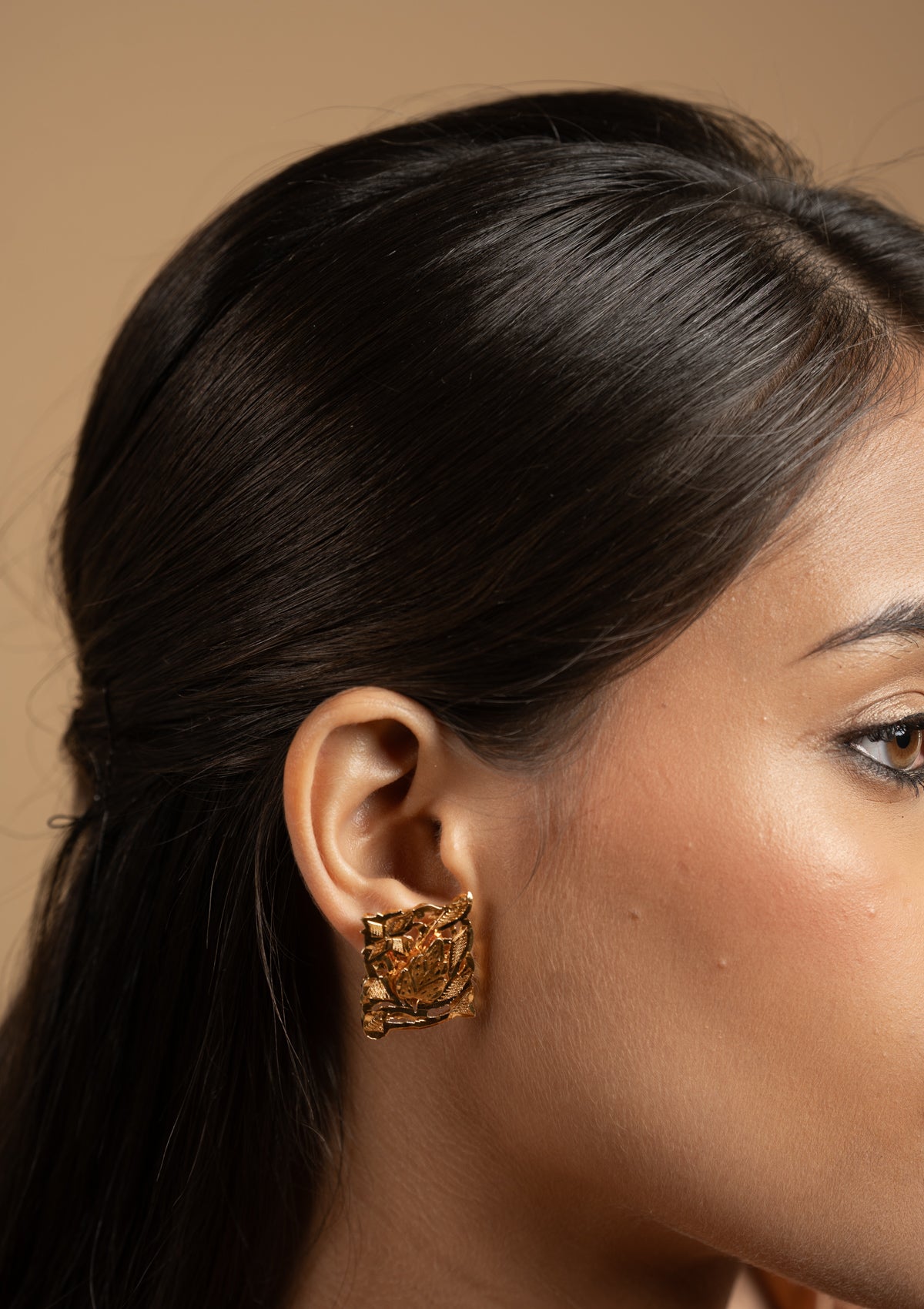 Indira Gold Tone Silver Earrings