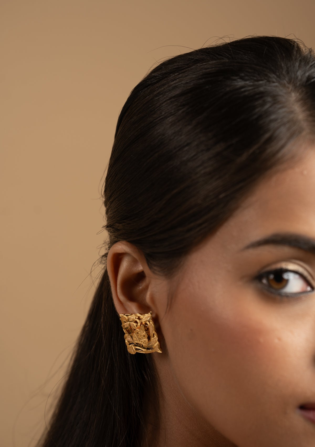 Indira Gold Tone Silver Earrings