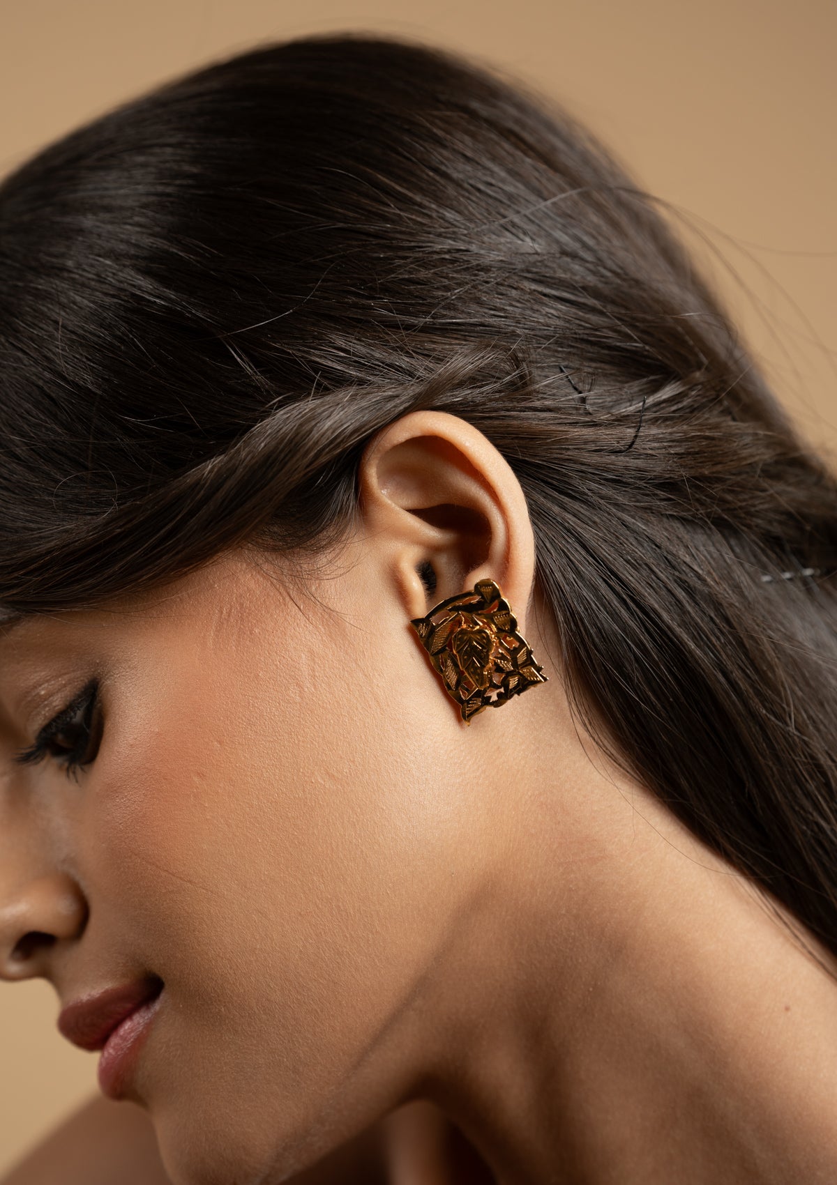 Indira Gold Tone Silver Earrings