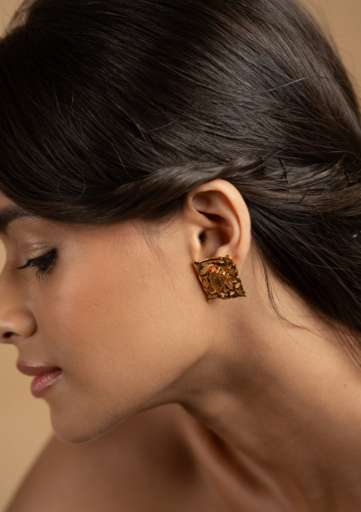 Indira Gold Tone Silver Earrings