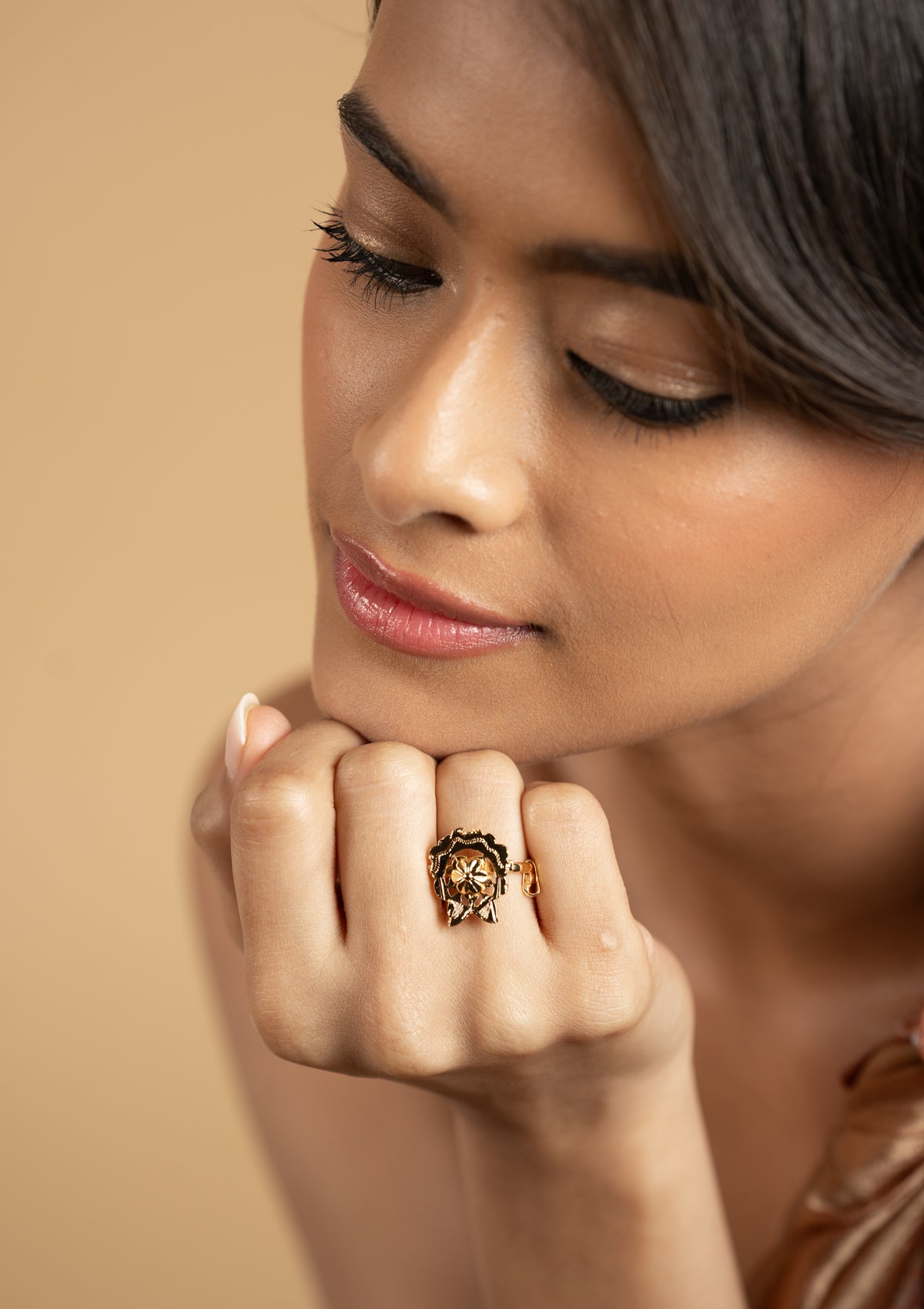 Trishna Gold Tone Handmade Silver Ring