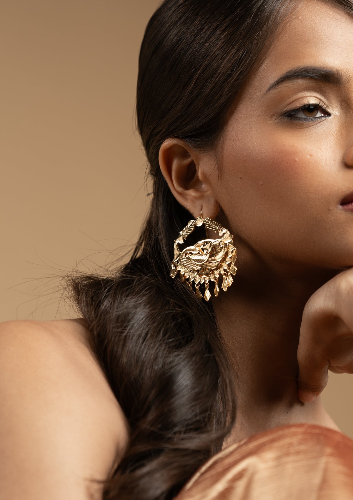 Nakshatra Gold Tone Silver Earrings