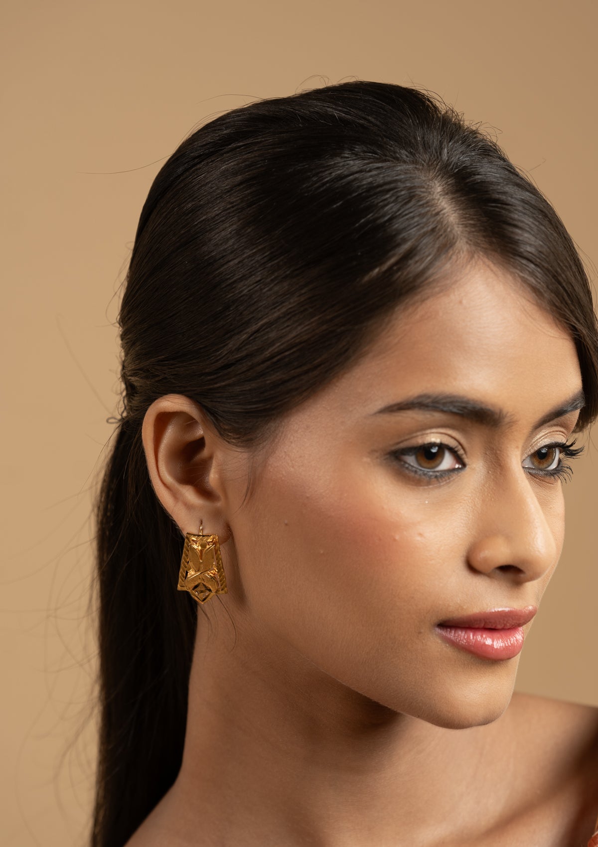 Nida Gold Tone Silver Earrings