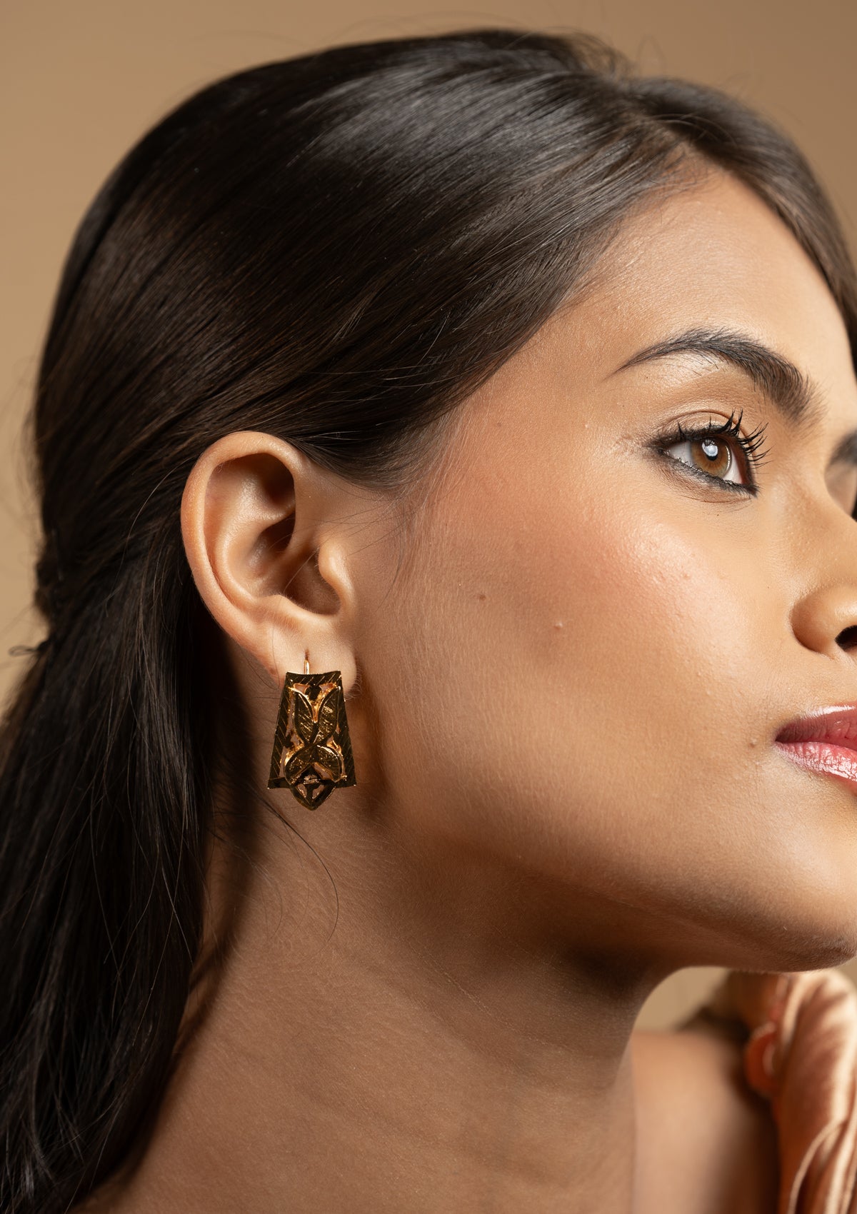 Nida Gold Tone Silver Earrings