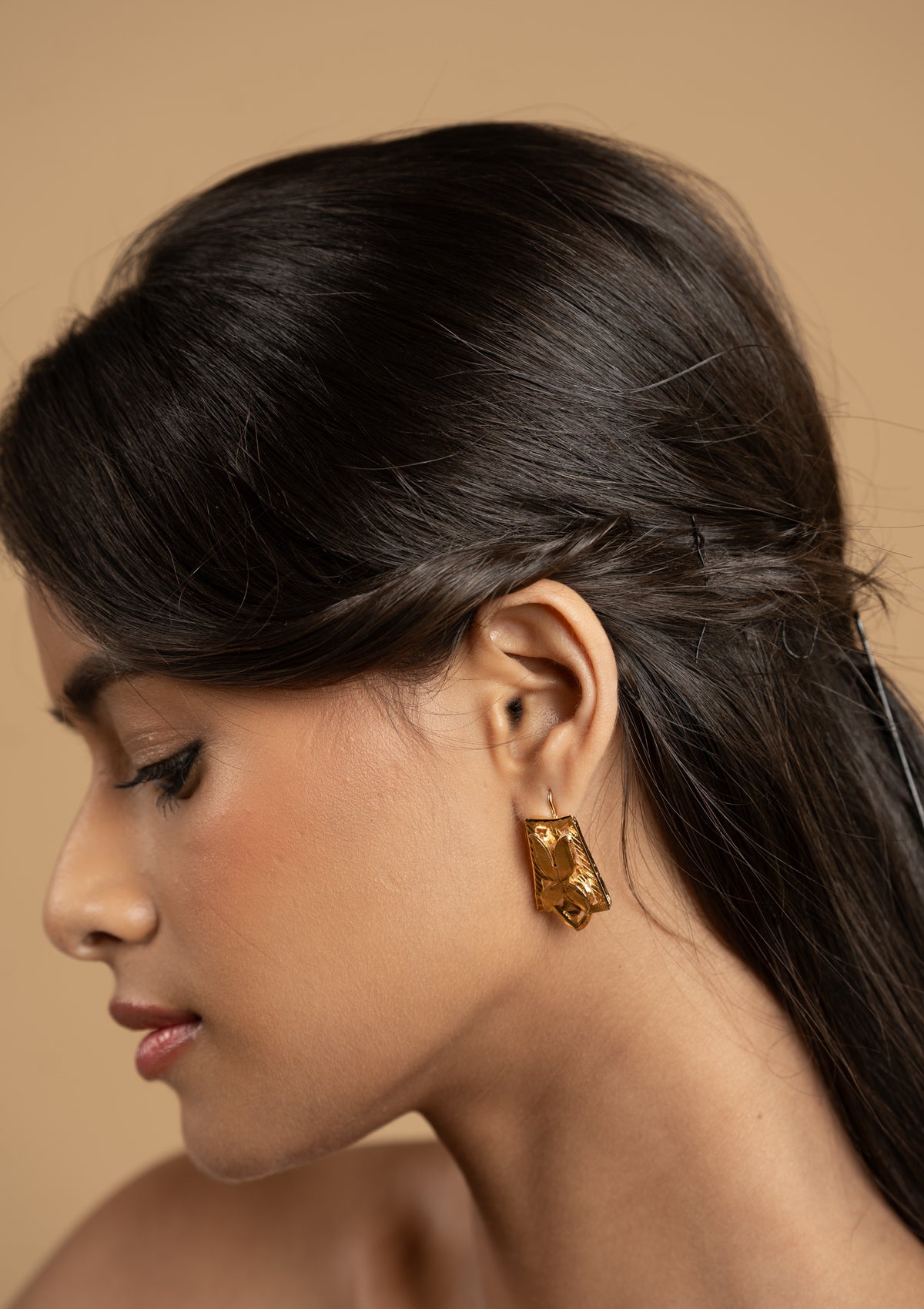 Nida Gold Tone Silver Earrings