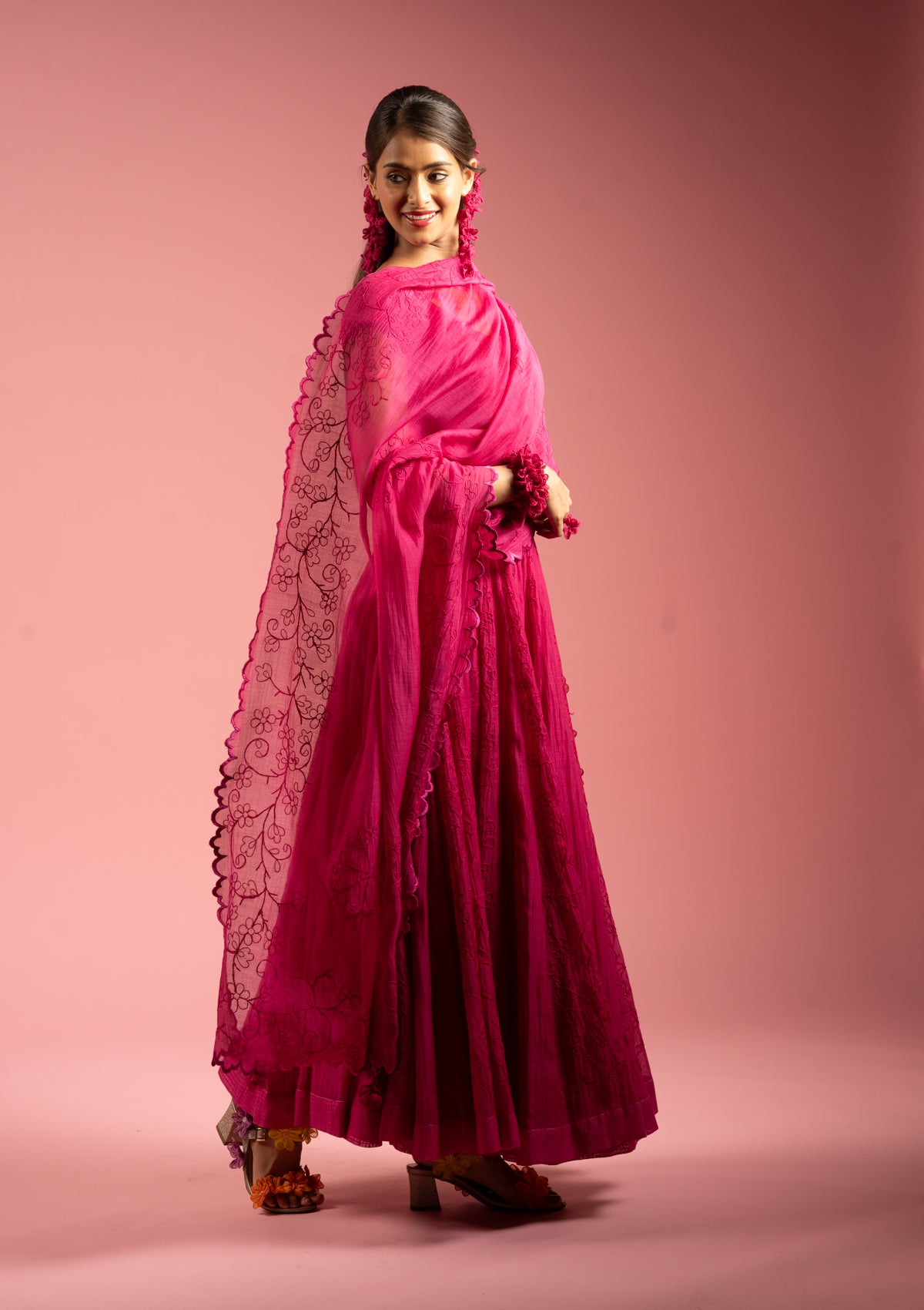 Rosy Embroidered Dupatta