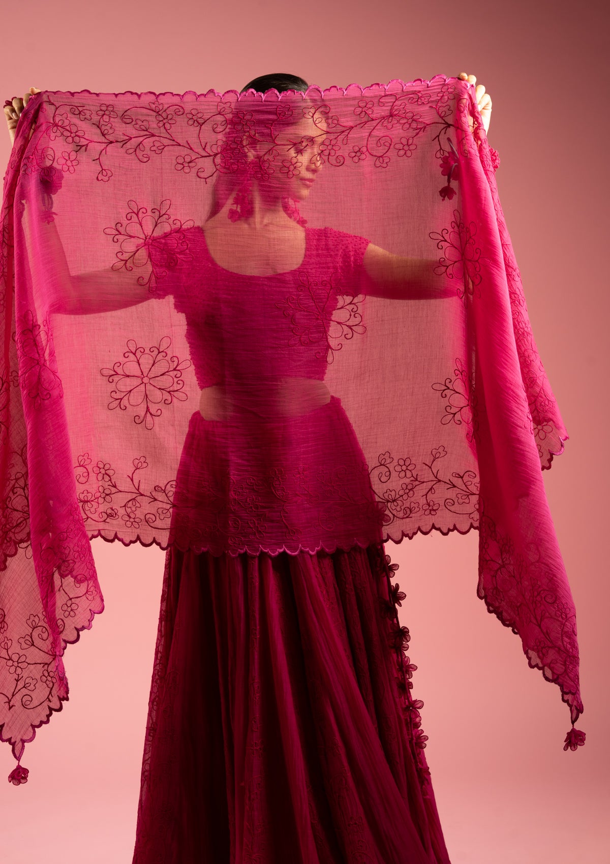 Rosy Embroidered Dupatta