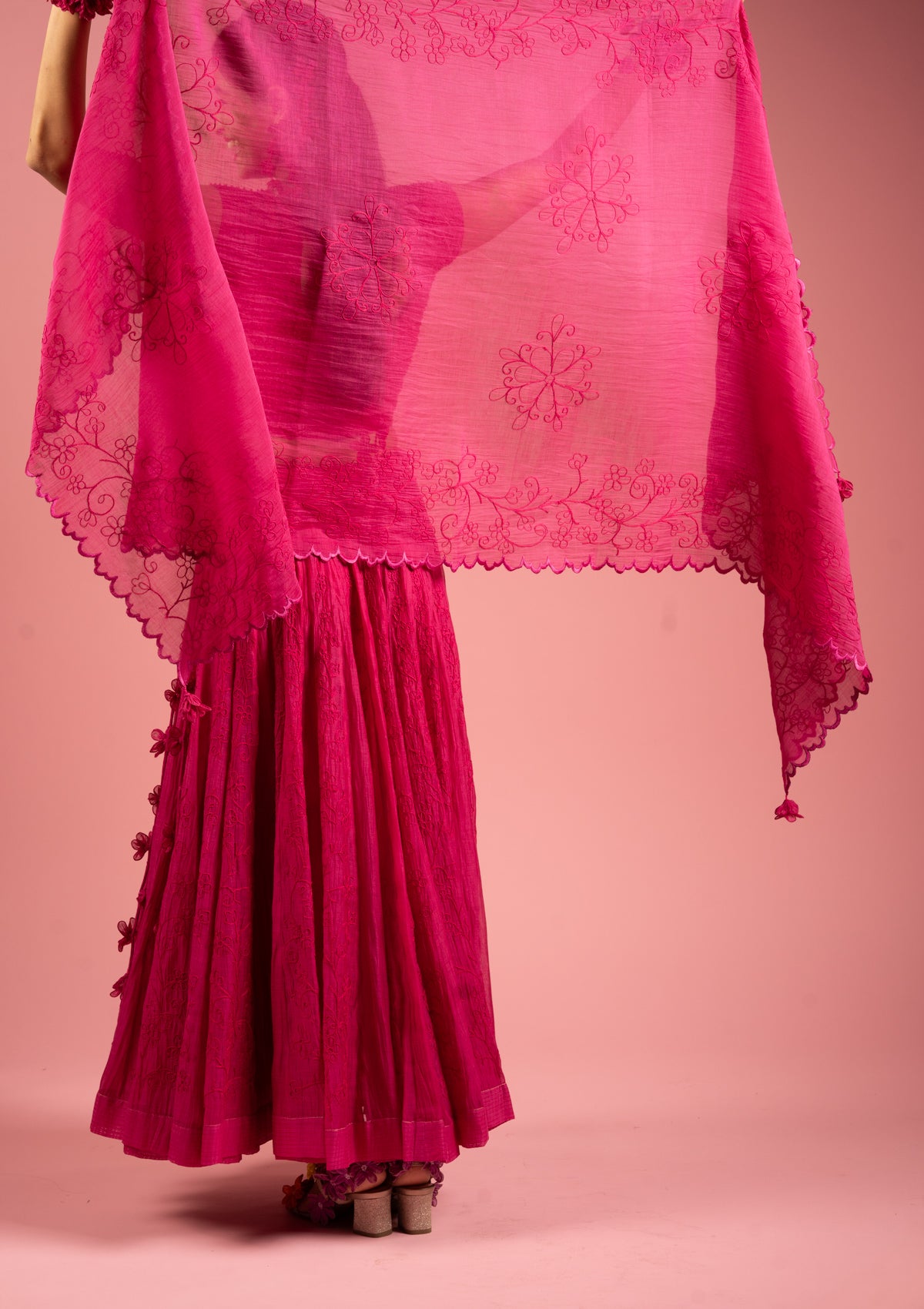 Rosy Embroidered Dupatta